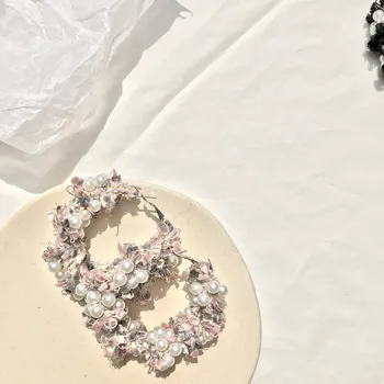 Coreea de mare perla material hoop cercei pentru femei cu stil de designer de bijuterii