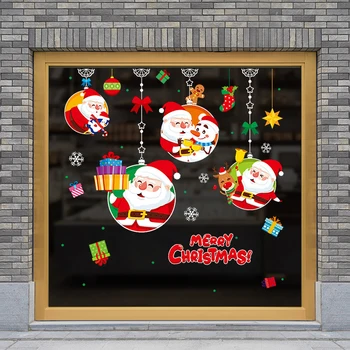 Creative Moș Crăciun cadou fereastra autocolante de Crăciun magazin geam usa camera copii acasă decorare perete autocolant auto-adeziv