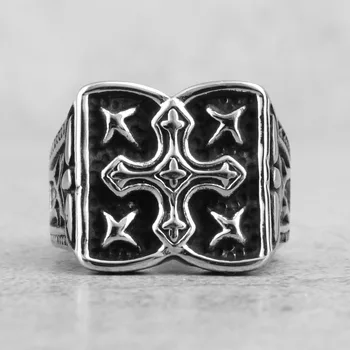 Cruce Credința Lucky Star Talisman din Oțel Inoxidabil Mens Inele Vintage pentru bărbați Prieten Motociclist Bijuterii Creativitate Cadou en-Gros