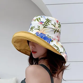 Daisy Mare Refuz Față-Verso Pescar Pălării De Sex Feminin De Vară Pălărie De Soare Pliabil De Protecție Solară Bob Pălărie Lenjerie De Pat Din Bumbac Nuanta Pălărie Panama