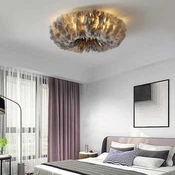 Decor Modern LED Lumini Plafon Acasă Interior Living Cerc Iluminat de Tavan Decor Pene Lampă de Tavan Pentru Dormitor