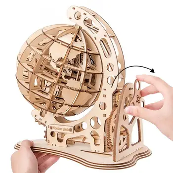 Din lemn lucrate Manual 3d Creative Assembly Glob Meserii Diy Ornamente Puzzle Gândire Logică Jucărie de Viteze cu Viteză Variabilă Lume Jucărie