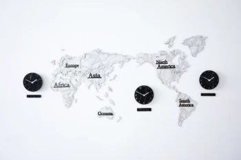 DIY Hartă a Lumii 3D Ceas de Perete Mare MDF Lemn Marmorat Ceas Ceas de Perete cu Design Modern în Stil European Rotund Mut Relogio De Parede