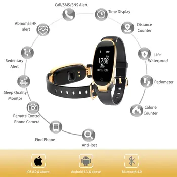 Doamnelor Fitness Brățară Ceas Inteligent Femei Pulsera Activida Fitness Tracker Sport Impermeabil Bluetooth Smart Band pentru iOS Android