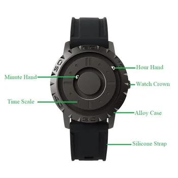 EUTOUR Creative Ceas pentru Bărbați Bile Magnetice Pointer Cuarț Ceas Masculin Ciudat Mens Ceasuri Orb contact pentru a Obține Timp de Cadou E030