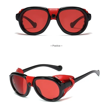EYECRAFTERS 2020 Barbati de Moda Steampunk Gotic Ochelari de Soare Femei Moda Retro din Piele Cu Partea Nuante Rotund ochelari de Soare