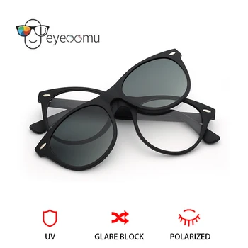 EYEOOMU Ochelari Cu Clip Magnetic Pe ochelari de Soare TR90 Miopie Optice Cadru Bărbați Femei Vintage Polarizate de Conducere Magnet Ochelari de vedere