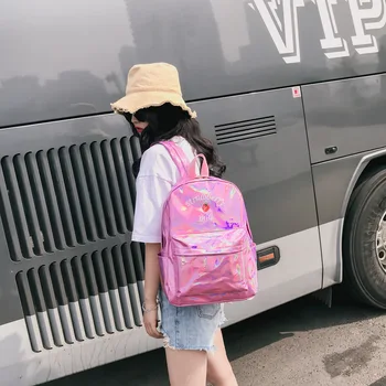 Fata De Școală De Sex Feminin Cu Laser Student Rucsac Coreean Harajuku Capsuni Lapte Broderie Simplu Rucsac Mare Capacitate Sac
