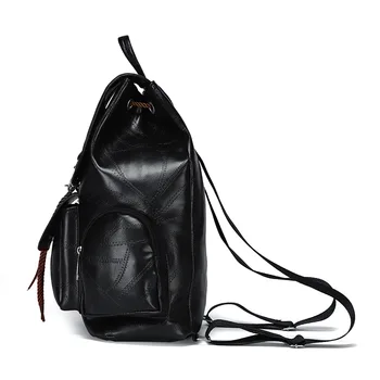 Femei de moda Negru spate ambalaj sac de școală PU piele Rucsacuri Casual Solid Adolescente Umăr Ghiozdane Rucsac