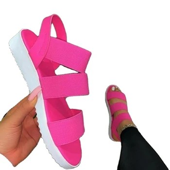 Femei Sandale de Vara Plus Dimensiune Platforma Pantofi de Moda de sex Feminin Bomboane de Culoare sandale Încălțăminte de Alunecare pe Sandale Roz Wedge 2021