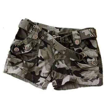 Femei Vara Casual pantaloni Scurți de Camuflaj Militar Buzunar cu Fermoar Pantaloon Doamnelor Plus Dimensiune 4XL Bumbac Slim Fit Mini pantaloni Scurți Centura