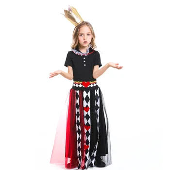 Fete Alice în țara Minunilor Red Regina de Inima Cosplay Costum pentru Copii de Halloween Performanță Fantezie Rochie de Petrecere Copii Regina Cosplay