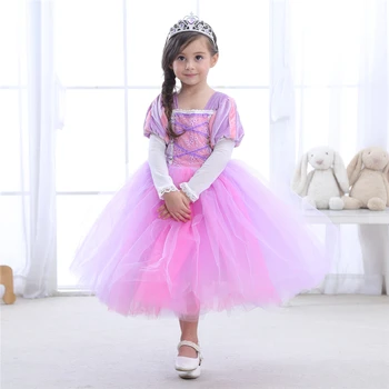 Fete zână Printesa Rapunzel Rochie de Petrecere pentru Copii Costume de Carnaval pentru Fete Încurcat Dress Up Vacanta Bebe Roz Sofia Dress