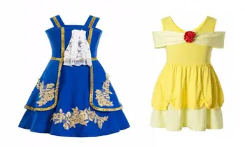 Fetița Belle Classic Princess Beauty & The Beast Costum Dress up Rochii de Fată Copilul Halloween Animal Print