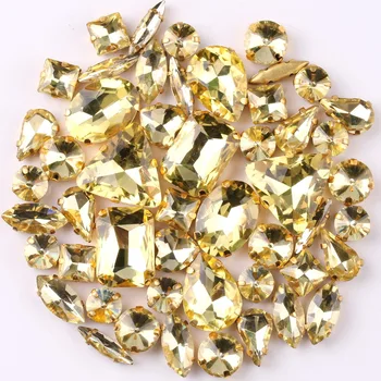 Gold claw stabilirea 50pcs/sac forme se amestecă Jonquil pahar de cristal coase pe stras nunta, pantofi de ocazie genti diy tapiterie