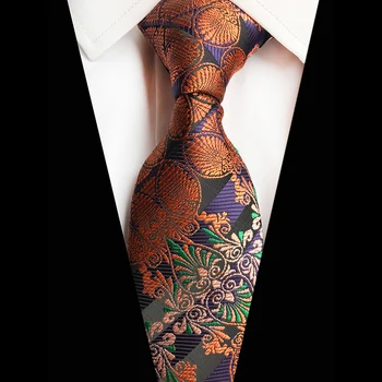 GUSLESON de Lux 8cm Florale Cravată în Carouri Paisley Jacquard Țesute Bărbați Clasic Gât Cravate de Nuntă Gravatas Mire de Mătase Cravata