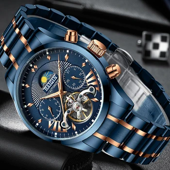 HAIQIN 2020 Automată Ceasuri Barbati Top brand de lux barbati ceas Albastru mecanice ceas de mână pentru bărbați impermeabil reloj hombre tourbillon