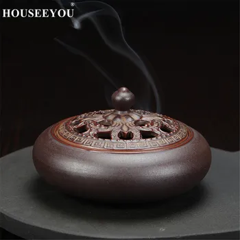 HOUSEEYOU Retro Maro Bobina Ceramice Arzător de Tămâie Tămâie Suportul Decor Acasă Aroma de Parfum cu Aroma de Condiment Parfum Cădelniță