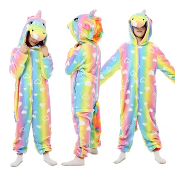 Iarna Flanel Unicorn Kigurumi Cosplay Costum Pentru Copii Copii Cusatura Dinozaur Panda Animal Body-Uri, Pijamale Copii Pijamale