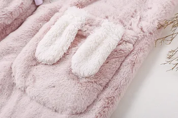 Iarna kawaii haine roz lolita uza urechi de iepure îngroșa pluș drăguț palton ține de cald stil gotic lolita haina loli pentru 2020