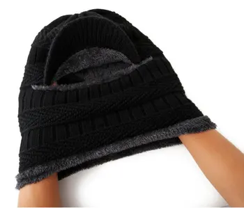 Iarna Pălărie Și Eșarfă Set Pentru Femei Barbati Inel Eșarfe Capac Cu Margine Tricotate Vizorul Căciuli Balaclava Adult Capota Masca Gât Mai Cald