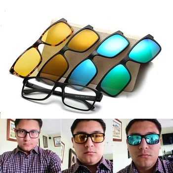 IVSTA 5 in 1 Clip Pe Bărbați ochelari de Soare Polarizat Magnet Ochelari Clipuri Magnetice baza de Prescriptie medicala Optice Cadru Spectacol Lectură Femei
