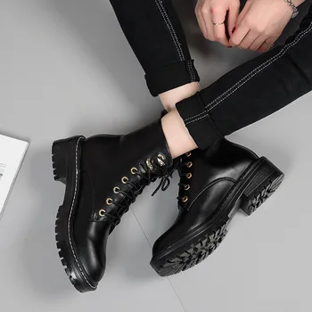 Jookrrix 2019 Toamnă Iarnă Stil Britanic Brand de Moda Glezna Cizme Cross-legat Pantofi Femei Lady Cald Cizme Martin Silp La Boot