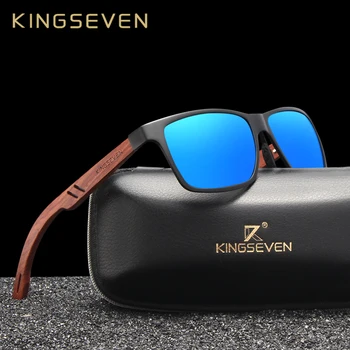 KINGSEVEN Design Manual Naturale Bubinga Lemn+Aluminiu Bărbați ochelari de Soare Polarizat Ochelari de Soare Moda Pătrat UV400 Gafas De Sol