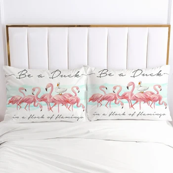 Lenjerie de pat fete de Perna Acoperi 2 BUC fata de Perna Pentru Dormitor,Decor Acasă 70x70cm 50x75cm Dimensiune 50x70cm Flori Roz Flamingo