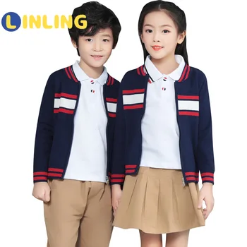 LINLING Copii Uniformă Copil Maneca Lunga Uniformă de Școală Britanică Școlară a Copiilor Poarte Primară, Elevii de Clasa Haine V235