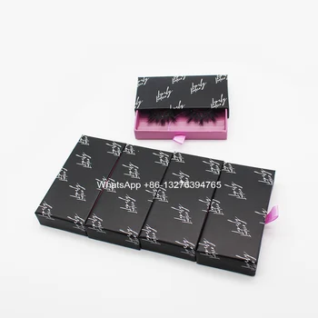 Lux Negru Glisați Biciul Caz Cu Tava Personalizate Lashbox Ambalaj Cu Logo-ul en-Gros 25mm Crisscross Gene de Nurca Cutie Goală