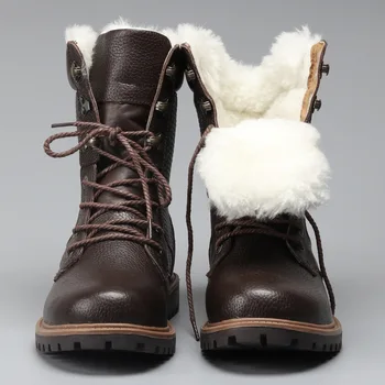 Lână Naturală Pentru Bărbați Cizme De Iarna De Dimensiuni Mai Calde Din Piele Stil Rusesc Bărbați Cizme De Zapada De Calitate Superioară Cizme Barbati Zăpadă Pantofi Glezna