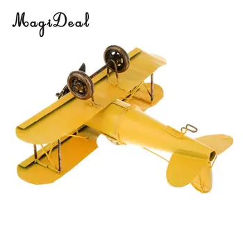 MagiDeal 1 buc Vintage din Metal Model de Avion Biplan de Aeronave pentru Casa Living Decor Copii Băieți Prescolari Distracție în aer liber Jucarii