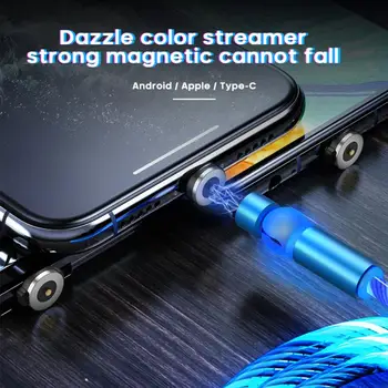 Magnetic de încărcare rapidă cablu Micro USB de Tip C cablu de 540 de grade rotative de lumină LED Tip C încărcător pentru iPhone Xiaomi Samsung S20