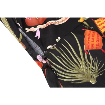 Maneci scurte pentru Femei de Vară Florale Rochie-Tunica de Înaltă Talie 60 Swing Retro Rockabilly Vintage Rochie Casual, Negru Partid Rochie de Femeie