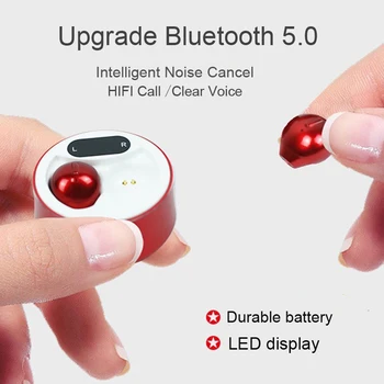 Mici Mini Casca Invizibilă Căști Fără Fir Bluetooth Dual Pavilioane Funcția De Anulare A Zgomotului Căști Cu Microfon Pentru Femei Fete