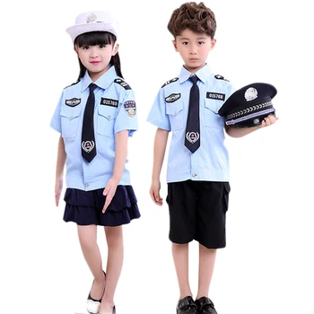 Mici Polițist Fată Băiat Joc de Rol Uniformă de Poliție Capac Carnaval Deghizare Haine Militare Costum de Halloween pentru Copii Adolescent Cosplay