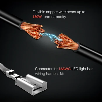 MICTUNING 2 buc 6.6 ft 16AWG Cabluri de Extensie Universal pentru Off-Road LED Lumina de Lucru Bar Accesorii de Cabluri prelungitoare