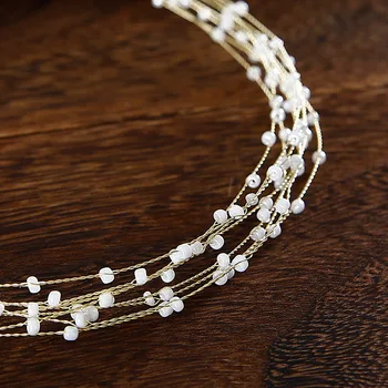 Mireasa noua Perla Panglică Printesa rafinat lucrate manual cu margele atmosferice aur hairband frizură accesorii de par de nunta