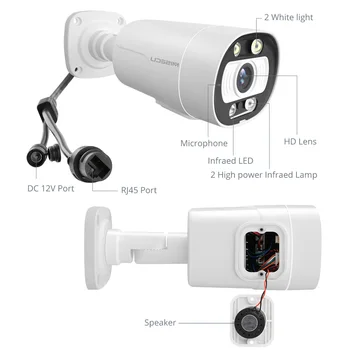 MISECU Ai aparat de Fotografiat Inteligent PoE 5MP Cu Microfon Difuzor Audio de Securitate aparat de Fotografiat în aer liber Waterpfoof Viziune de Noapte, Supraveghere Video