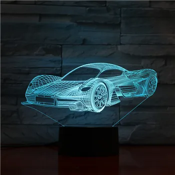 Misto Masina Sport 3D Lumina de Noapte În 7 Culori Schimbare de Birou LED-uri Lampă de Masă Acrilică Iluzie Multicolor Lămpi Pentru Copii Cadou GX1475