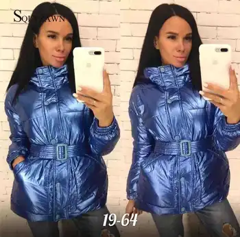 Moda 2019 Iarna pentru Femei din Bumbac Moale Căptușit Jacheta de Înaltă Calitate, Solid Culori Luminoase Calde Haina cu Gluga Hanorac Slim Cut cu Centura