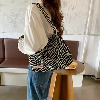 Moda Model Zebra Umăr Saci pentru Femei 2020 Trend panza doamnelor Genți de mână pentru Femei Marca Tendință Sac de Mână mici