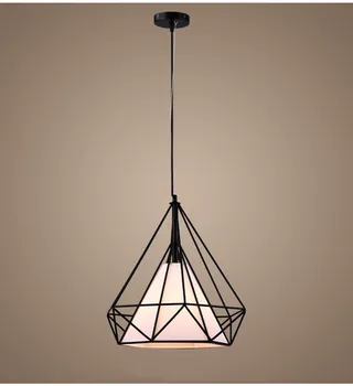 Modern negru colivie nordice lumina pandantiv de fier minimalist, retro Scandinave loft piramida pandantiv lampă cușcă de metal cu E27