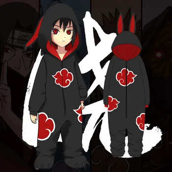 Naruto Akatsuki Anime pijamale Uchiha Itachi Halloween Cosplay Costum Adult Salopete Flanel Acasă Sleepwear
