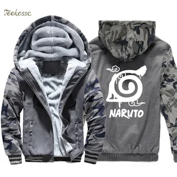 Naruto Uzumaki Hanorac Barbati Japonia Anime Bluze Haina 2020 Cald Iarna Fleece Gros Cu Fermoar Barbati Harajuku Jacheta Quter Îmbrăcăminte