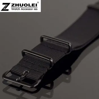 NATOBlack Nailon Tesatura Watchbands cu Oțel Inoxidabil PVD negru inele de Aplauze Durabil 18mm 19mm 20mm 21mm 23mm 22mm 24mm