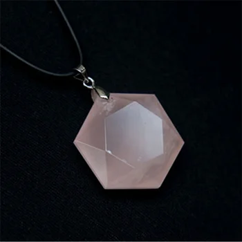 Naturale roz Hexagrama cristal Pandantiv Steaua lui David rose cuarț piatră prețioasă piatră de vindecare de Energie Colier bijuterii pentru cadou