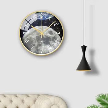 Nordic Modern Ceas de Perete din Metal de Aur de Lux Tăcut Ceas de Bucătărie Creativă Pământ ceasuri de Perete Decor Acasă Horloge Murale Cadou FZ757