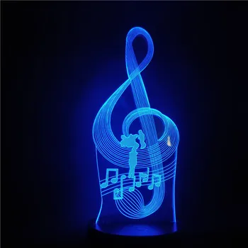 Nota muzicala Vizuale 3D LED 3D Lumina de Noapte 7/16 Schimbare de Culoare Creative Lampă de Noptieră pentru Copii Dormitor Decor Acasă de Crăciun Cadou